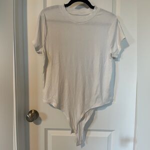 A New Day Mock Neck Short Sleeved White Ribbed Body Suit Size XXL